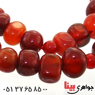 تسبیح عقیق قرمز 33 دانه ای عالی از ریز به درشت منظم _کد:11677