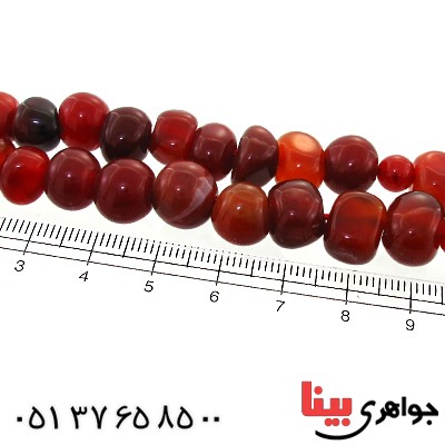 تسبیح عقیق قرمز 33 دانه ای عالی از ریز به درشت منظم _کد:11677