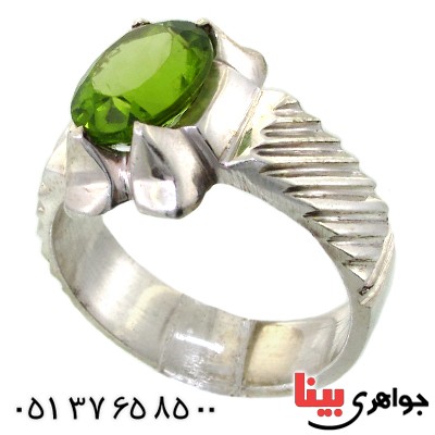 انگشتر زبرجد درشت مردانه شیار دار _کد:11680