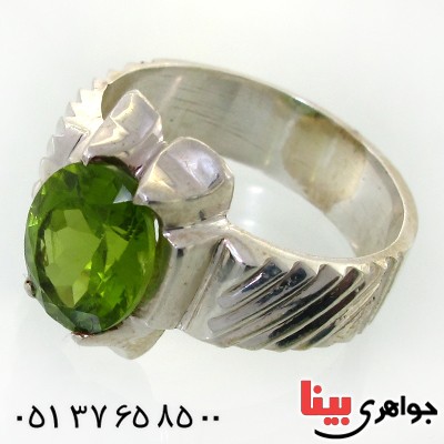 انگشتر زبرجد درشت مردانه شیار دار _کد:11680