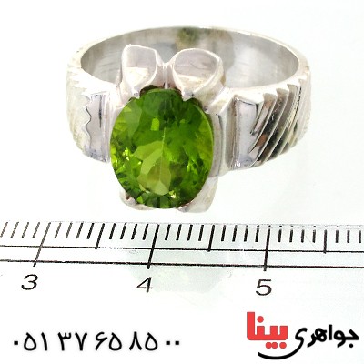 انگشتر زبرجد درشت مردانه شیار دار _کد:11680