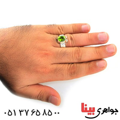 انگشتر زبرجد درشت مردانه شیار دار _کد:11680