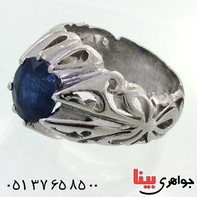 انگشتر یاقوت کبود مردانه درشت اسلیمی _کد:11684