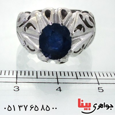 انگشتر یاقوت کبود مردانه درشت اسلیمی _کد:11684