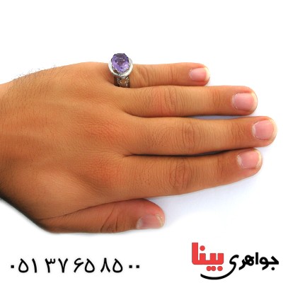 انگشتر آمتیست درشت طرح صفوی _کد:11713
