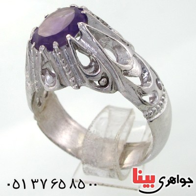 انگشتر آمتیست اسلیمی مدل دور اشکی _کد:11716