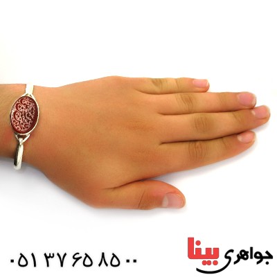 دستبند عقیق یمنی با حکاکی پنج تن _کد:11731
