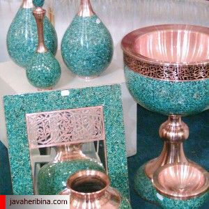 ظروف مسی فیروزه نشان