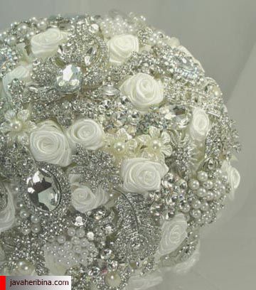 مدل های جدید دسته گل عروس با نگین های تزئینی
